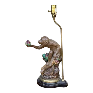 Late 20th-C. Chinese Export Style Table Lamp - Monkey With Pomegranates