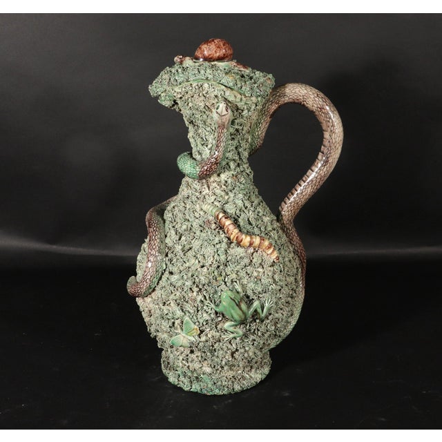 Verdant Terrarium: José A. Cunha's Palissy Ewer Object: Portuguese Majolica Palissy Ewer and Cover, "The Entwined Garden"...