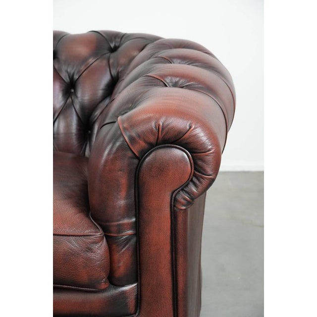 English Style Red-Brown Cowhide Chesterfield Sofa For Sale - Image 11 of 16