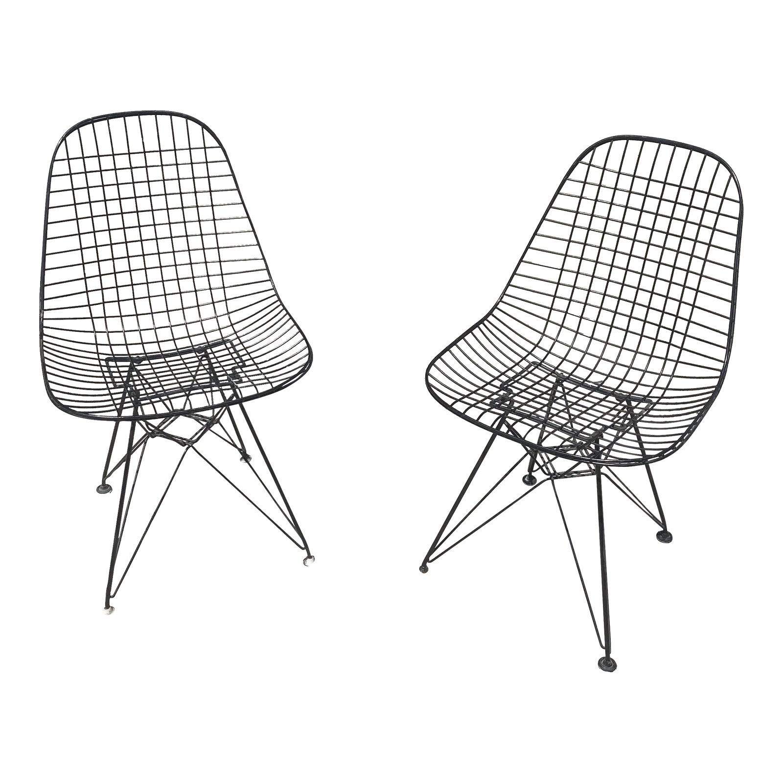 Vintage Black Wire Chairs Set of 2 Chairish