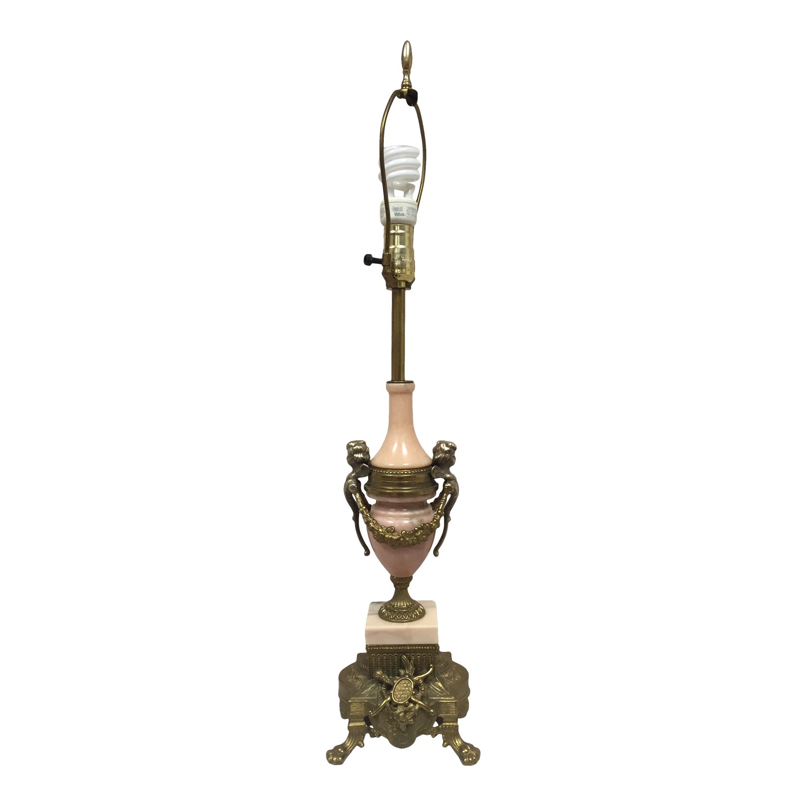 Vintage Italian Pink Marble Bronze Cherub Lancini Table Lamp Chairish