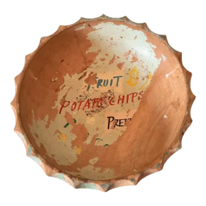 Mid Century Vintage Wood Advertising Potato Chip Bowl