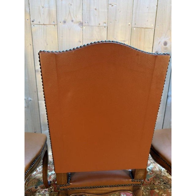 Louis XV Style Leather Chairs, Set of 4 For Sale - Image 6 of 12