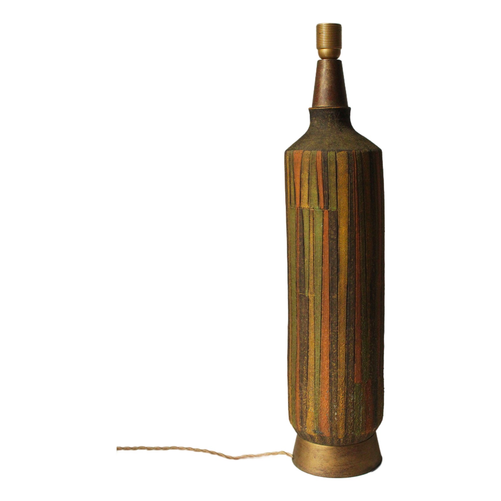 Large Polychrome Glazed Ceramic Lamp by Aldo Londi for Bitossi