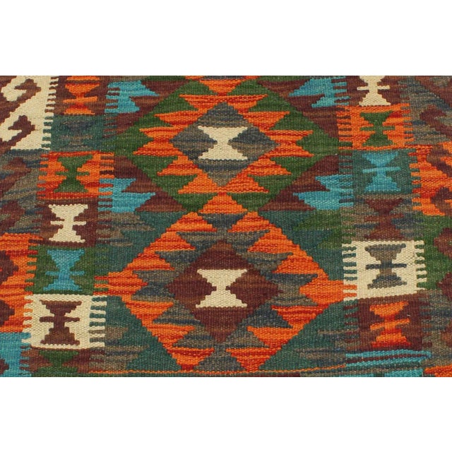 Textile 1990s Kilim Rust Brown Wool Rug - 2'0" X 2'11" For Sale - Image 7 of 7