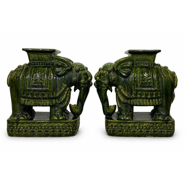 Hollywood Regency Vintage Pair of Elephant Garden Stools For Sale - Image 3 of 7