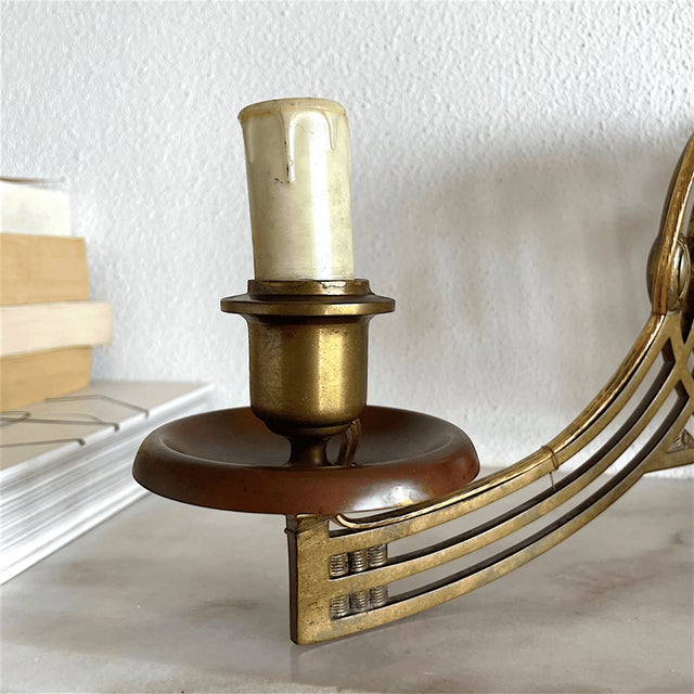 Art Nouveau Style Brass Articulated Double Piano Wall Sconce Lamp, 1900s, 1890s For Sale - Image 12 of 16