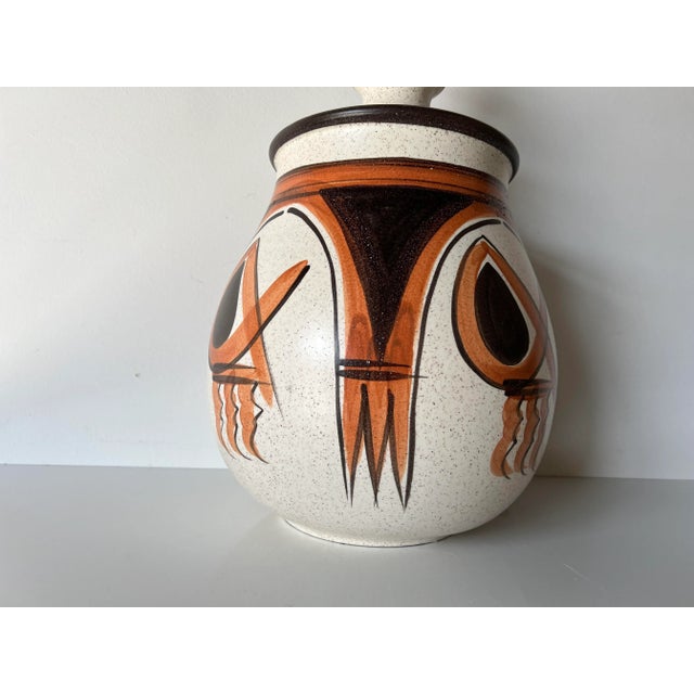Mid-Century Modern 70's Mid-Century Italian Hand - Painted Pottery Table Lamp. For Sale - Image 3 of 13