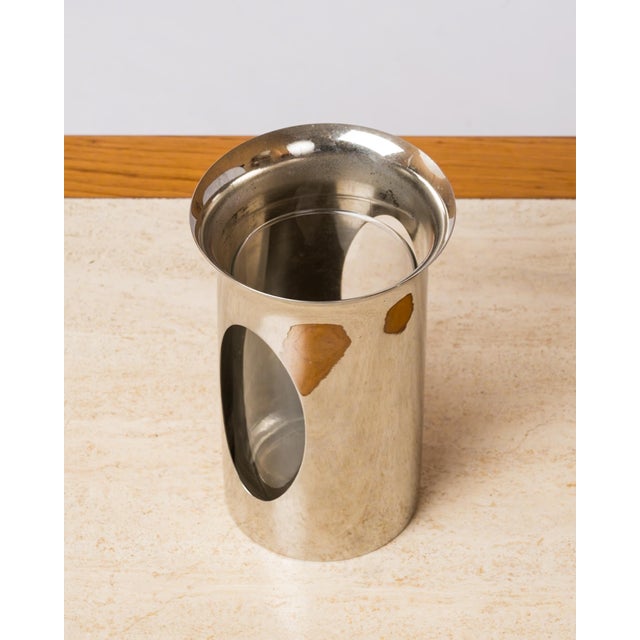 Metal Philippe Barbier Chrome-Plated Brass & Glass Photophore Candleholder or Vase For Sale - Image 7 of 10