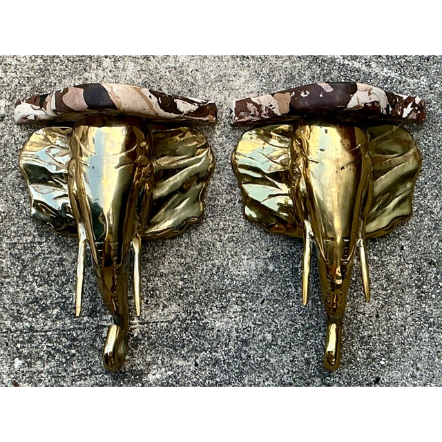 Vintage Artisan Made Scagliola Elephant Brackets - A Pair For Sale - Image 12 of 12