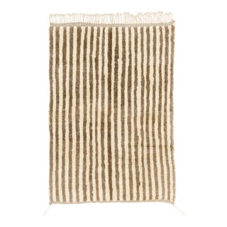 Hand-Knotted Moroccan Striped Wool Rug by Azele Studio For Sale