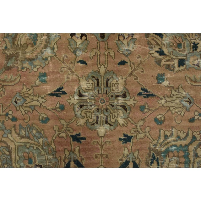 Tabriz Rug 9’10” X 12’5” Pink Wool Vintage Distressed Hand-Knotted Carpet For Sale - Image 11 of 15