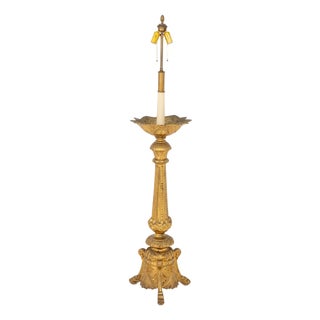 Early 20th Century Gothic Revival Gilt Bronze Floor Lamp For Sale