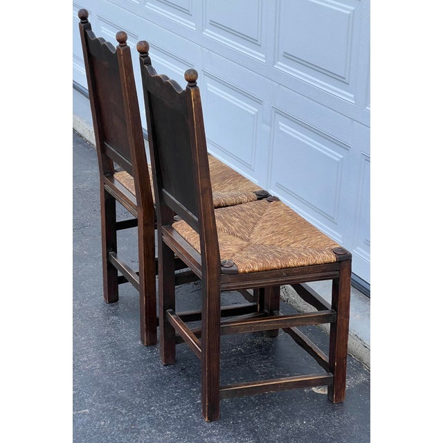 Antique Charles Dudouyt Style Rush Seat Target Dining Chairs a Set of 2 For Sale - Image 9 of 12
