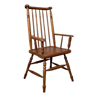 20th Century Country Pitch Pine Stick Back Armchair For Sale