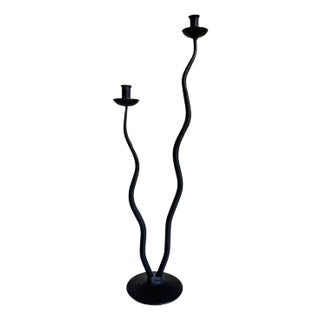 Postmodern Squiggle Wrought Iron Candle Holder For Sale