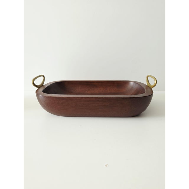 Large Vintage Wooden Fruit Bowl with Brass Handles by Carl Auböck, 1950s For Sale - Image 18 of 18