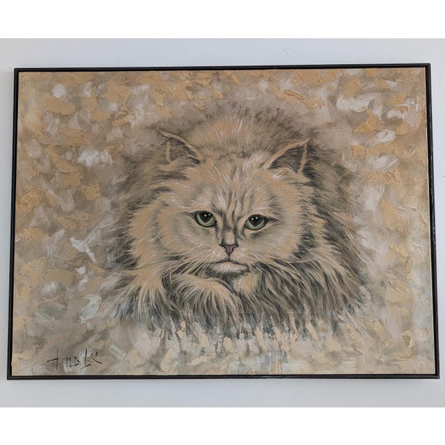 Huge Vintage Mid-Century American Painting of Persian Cat by Thomas Lee, 1970s For Sale - Image 11 of 11