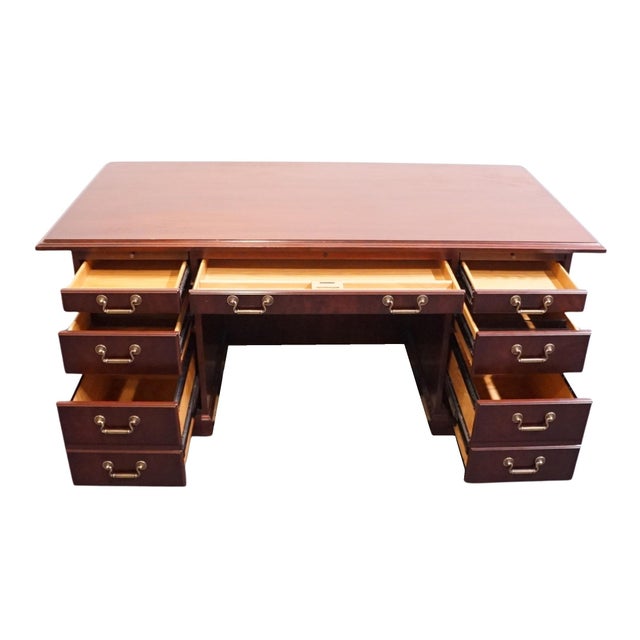 Kimball Furniture Solid Mahogany Traditional Style 72" Executive Office Desk For Sale - Image 9 of 13