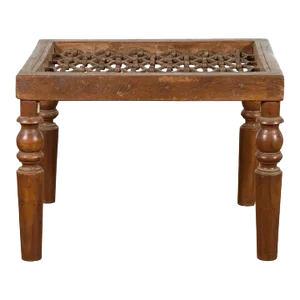 Antique Indian Window Grate Made into a Coffee Table with Turned Baluster Legs
