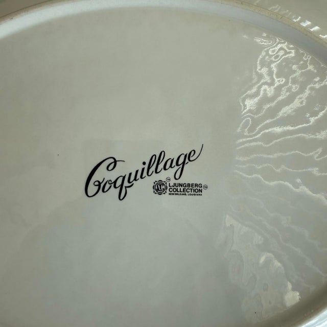 Coastal Vintage Ljungberg Coquillage 14” Ceramic Serving Platter Lobster Shrimp Crab Seafood For Sale - Image 3 of 11