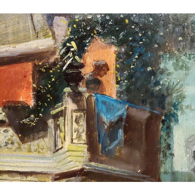 Wood Ludvig Vollmar -19th Century Balcony Serenade Scene - Oil Painting For Sale - Image 7 of 12