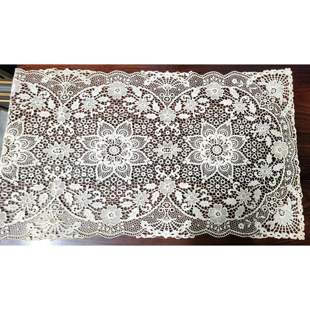 Vintage Fine Linen Cutwork Table Runner. For Sale - Image 9 of 10