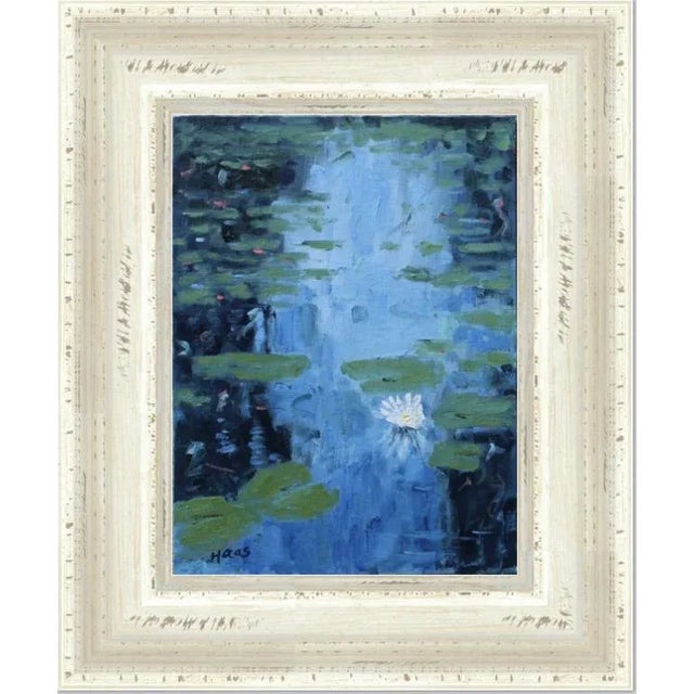 "Water Lily Flower" Contemporary Impressionist Style Oil Painting For Sale - Image 11 of 12