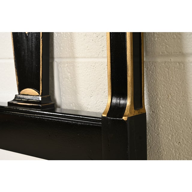 John Widdicomb Mid-Century Hollywood Regency Black Lacquered and Gold Gilt King Size Headboard, Circa 1950s For Sale - Image 9 of 12