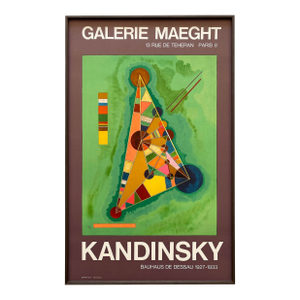 Wassily Kandinsky Vintage 1965 Mid Century Modern Fine Art Lithograph Print Framed Paris Exhibition Poster " Bunt Im Dreieck " 1927