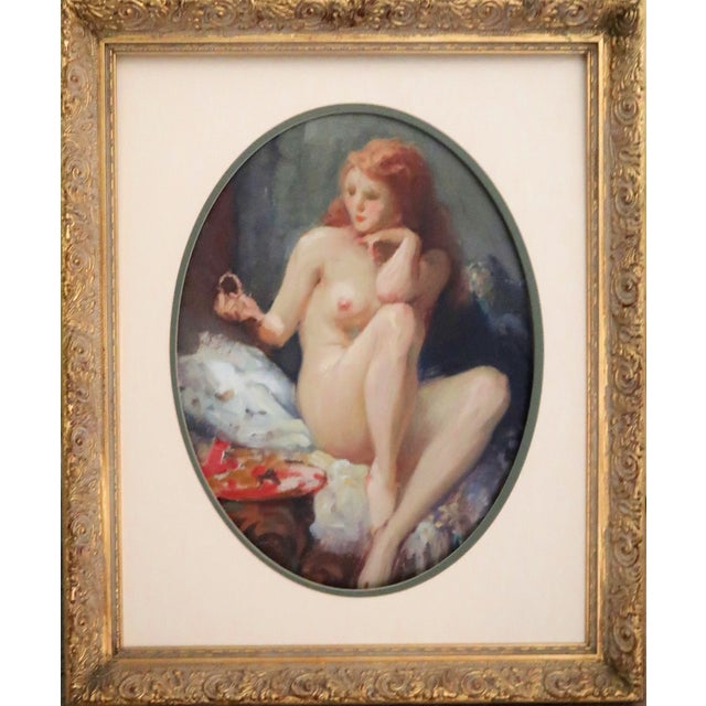 Figurative Mid 20th Century Joseph Tomanek, (Czechoslovakian/American 1889-1974) Oil on Artist Board "Nude With Red Hair" - Signed For Sale - Image 3 of 13