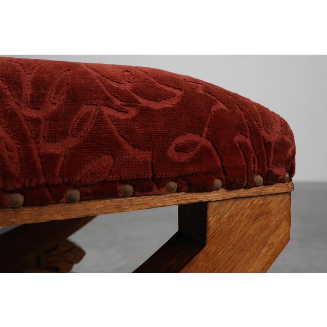 19th Century Gothic Revival Flemish Oak Footstool, Belgium For Sale - Image 4 of 15