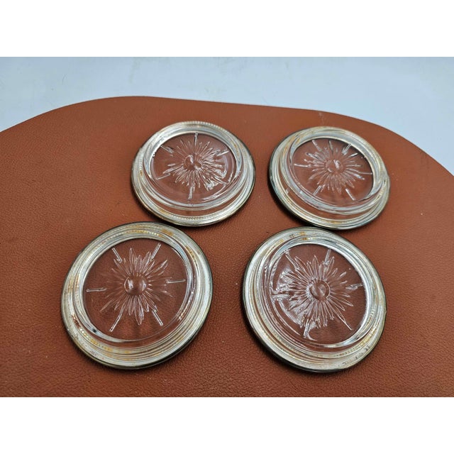 1970s Italian Glass Coasters with Plated Rims from Leonard, 1960s-1970s, Set of 4 For Sale - Image 5 of 7