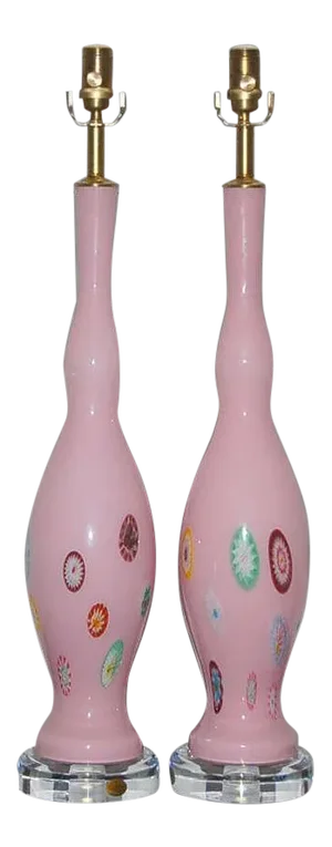 Vintage Murano Glass Lamps Pink