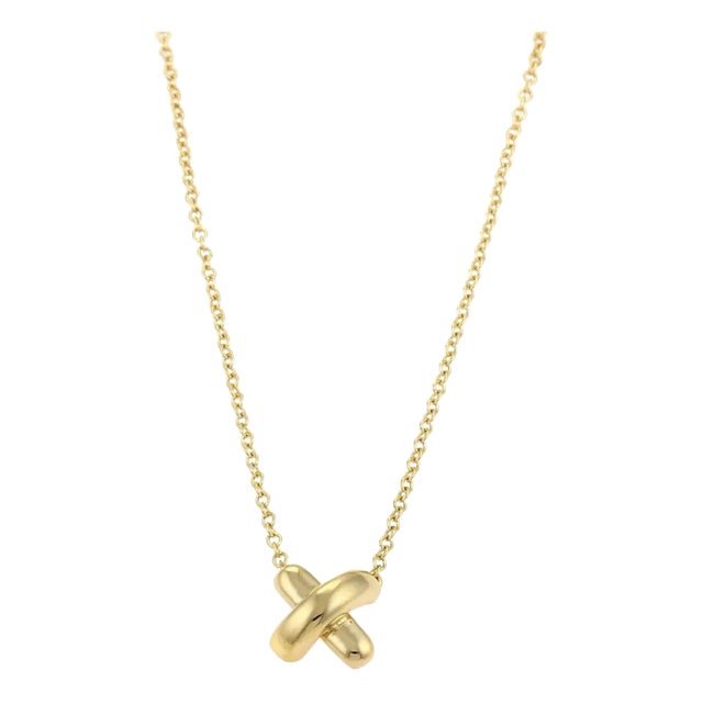 Tiffany & Co. Stitch Crossover 18k Yellow Gold Pendant Necklace For Sale