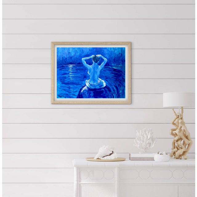 Blue Midnight Bath – Contemporary Blue Impressionist Nude Oil Painting by Haas For Sale - Image 8 of 9