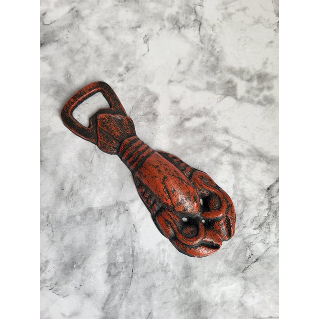 Vintage rustic lobster cast iron bottle opener. Great for a beach home.