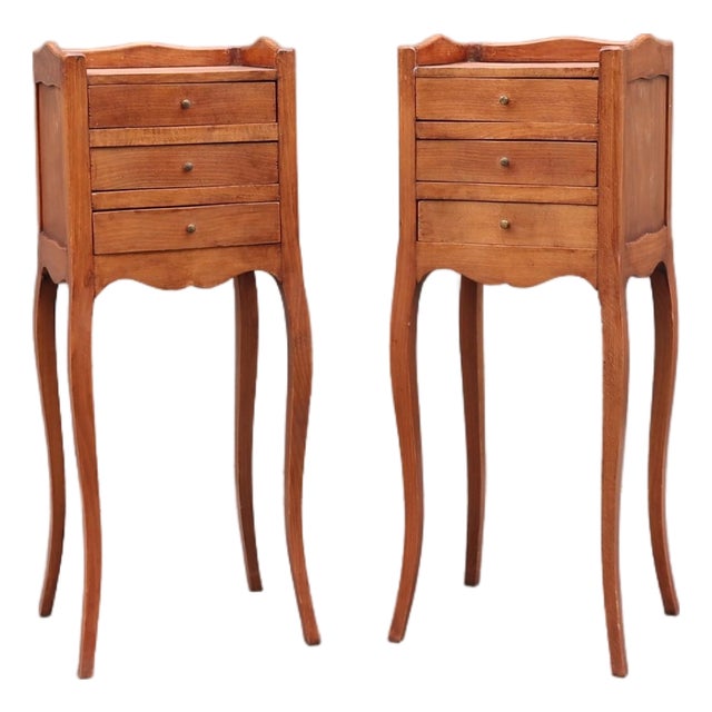 Pair of French Louis XV Style Tiny Side Tables Nightstands For Sale