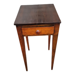 19th C Sheraton Walnut Side Table Pegged Tapered Legs New England Antique