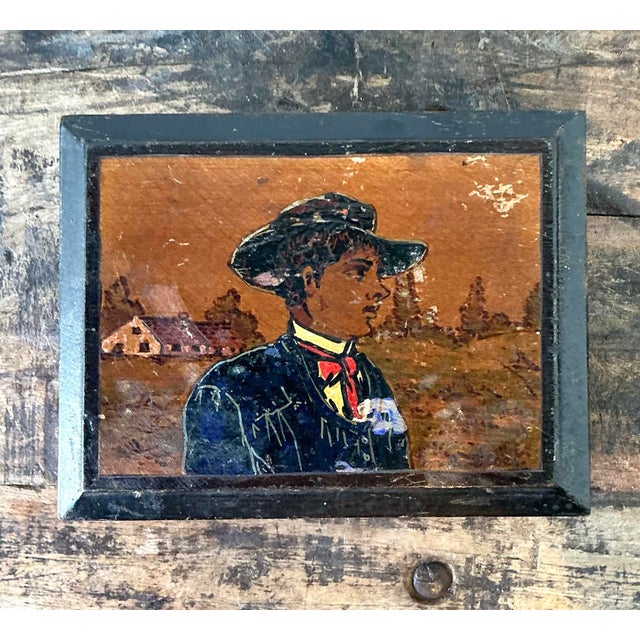 Vintage Hand Painted Cowboy Box For Sale - Image 10 of 12
