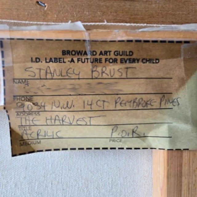 1991 Painting in Carved Giltwood Frame, "Harvest", Signed For Sale - Image 11 of 11