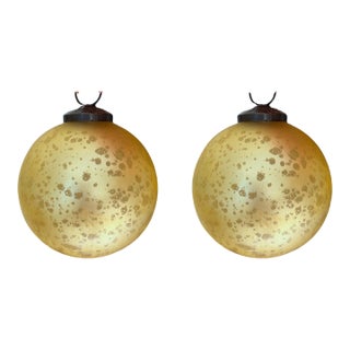 Vintage Oversized Golden Ornaments - Set of 2 For Sale