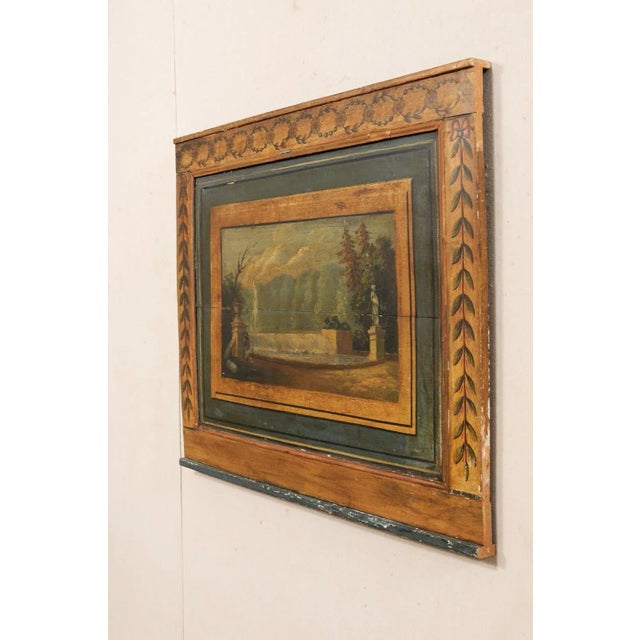 Wood French Wood Plaque with Painted Landscape For Sale - Image 7 of 12
