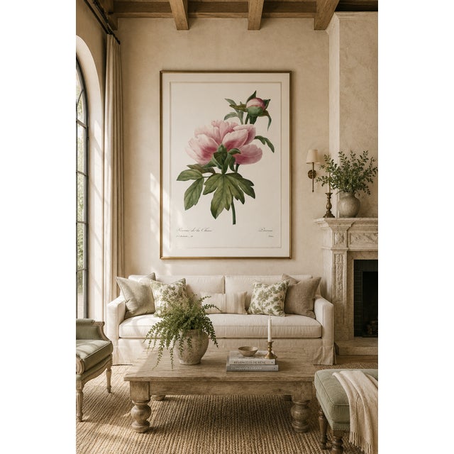 Paper Peony by Pierre-Joseph Redouté, Vintage Botanical Art Print, 24" X 36" For Sale - Image 7 of 11