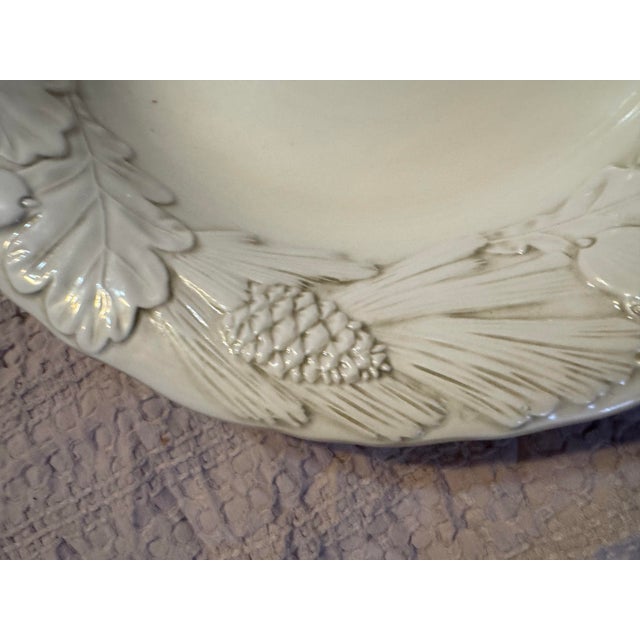 Late 20th Century Vintage White Ceramic Embossed Serving Bowl by La Ceramica VBC For Sale - Image 5 of 12