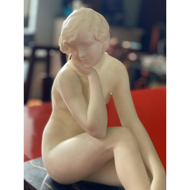 Morelli, Art Deco Figurative Sculpture, 1920, Carrara Marble For Sale - Image 4 of 7