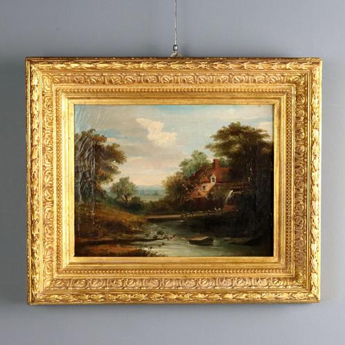 Unknown, Landscape with Mill, Oil on Canvas, Framed For Sale - Image 11 of 11