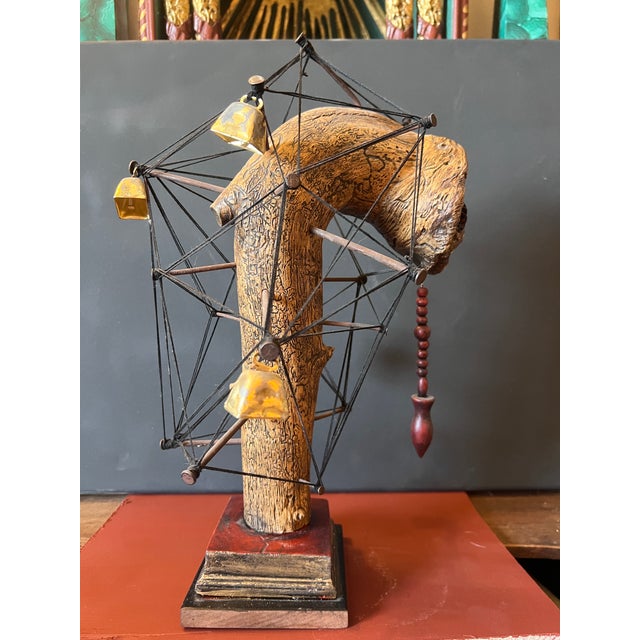 Vintage Rare Handmade Esoteric Divination Statue With Question and Answer Pendulum. For Sale - Image 4 of 10