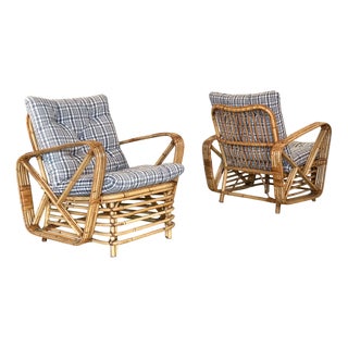 Rattan and Bamboo Armchairs, 1970s, Set of 2 For Sale