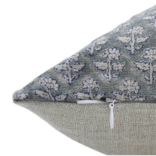Farmhouse Fabdivine Throw Pillow Cover With Block Print 14x14 Inch - Gul Mohar For Sale - Image 3 of 4